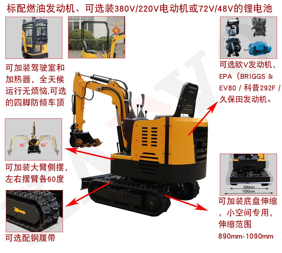 KV15A小型挖掘機(jī)可選配置